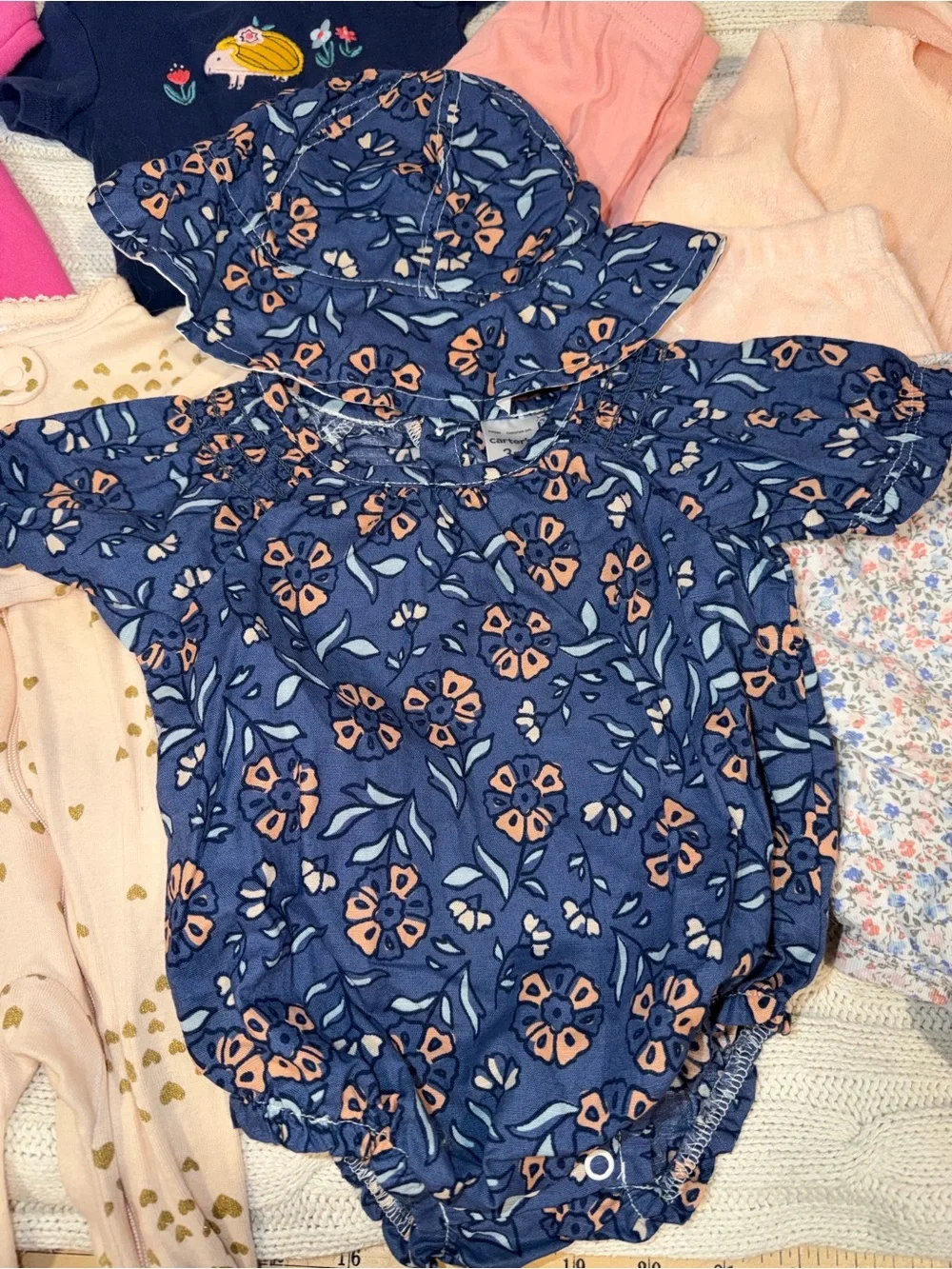 Carter's Baby Girls Navy Floral and Pastel Unicorn Matching Sets